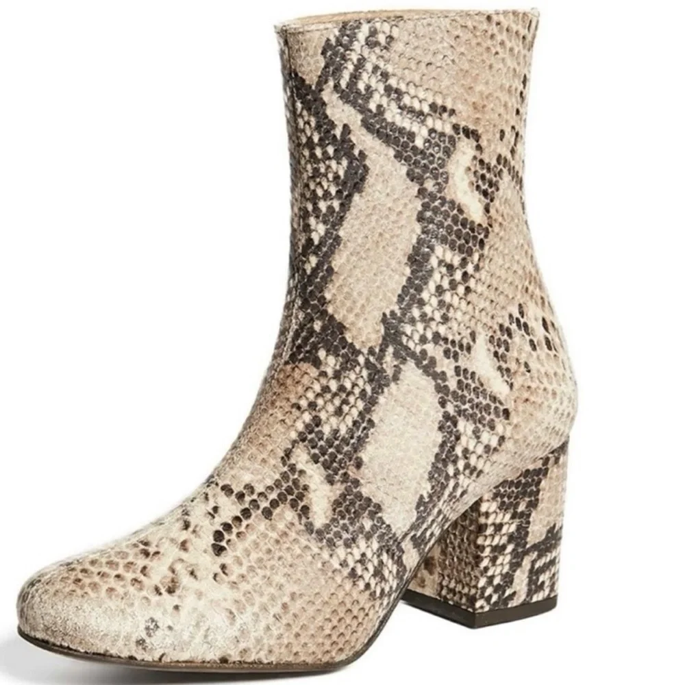 Free People CECILE SNAKE PRINT ANKLE BOOTS 35.5/5.5 - Picture 13 of 14